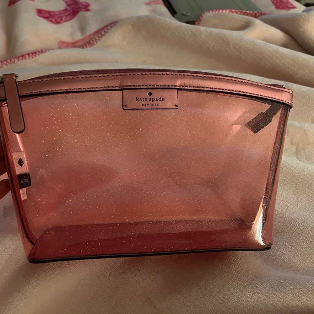 Kate Spade Pink Glitter Women's Makeup Bag Pouch